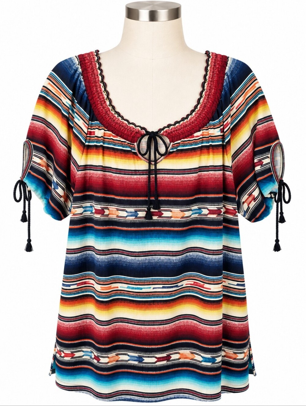 Double D Ranch Womens XL Top NWT Serape Southwestern Stripe Western Blouse Boho